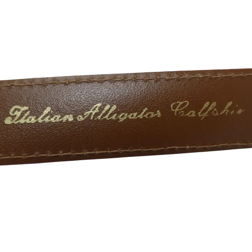 Cipriani Vintage 80s Red Leather Italian Alligator Calfskin Leather Belt